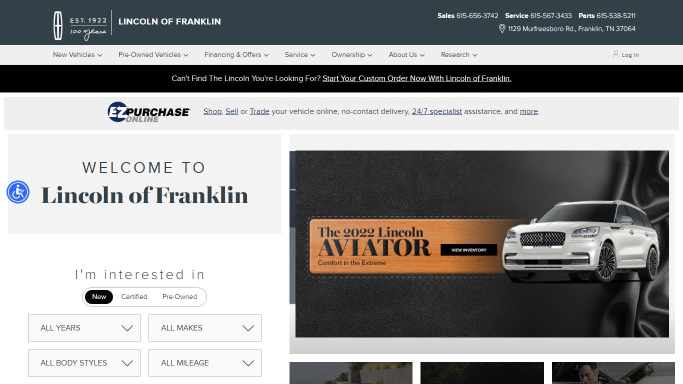 Lincoln of Franklin | New and Used Lincoln Dealer For Nashville